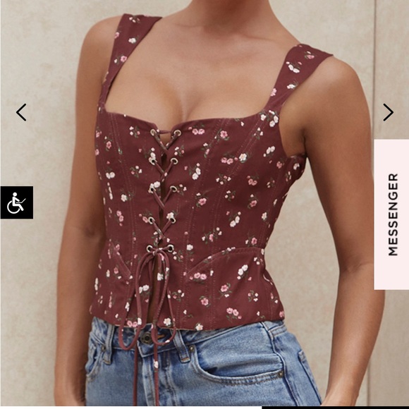 House of cb.  ILEANA 
Wishlist
WINE FLORAL LACE UP CORS - Picture 1 of 2